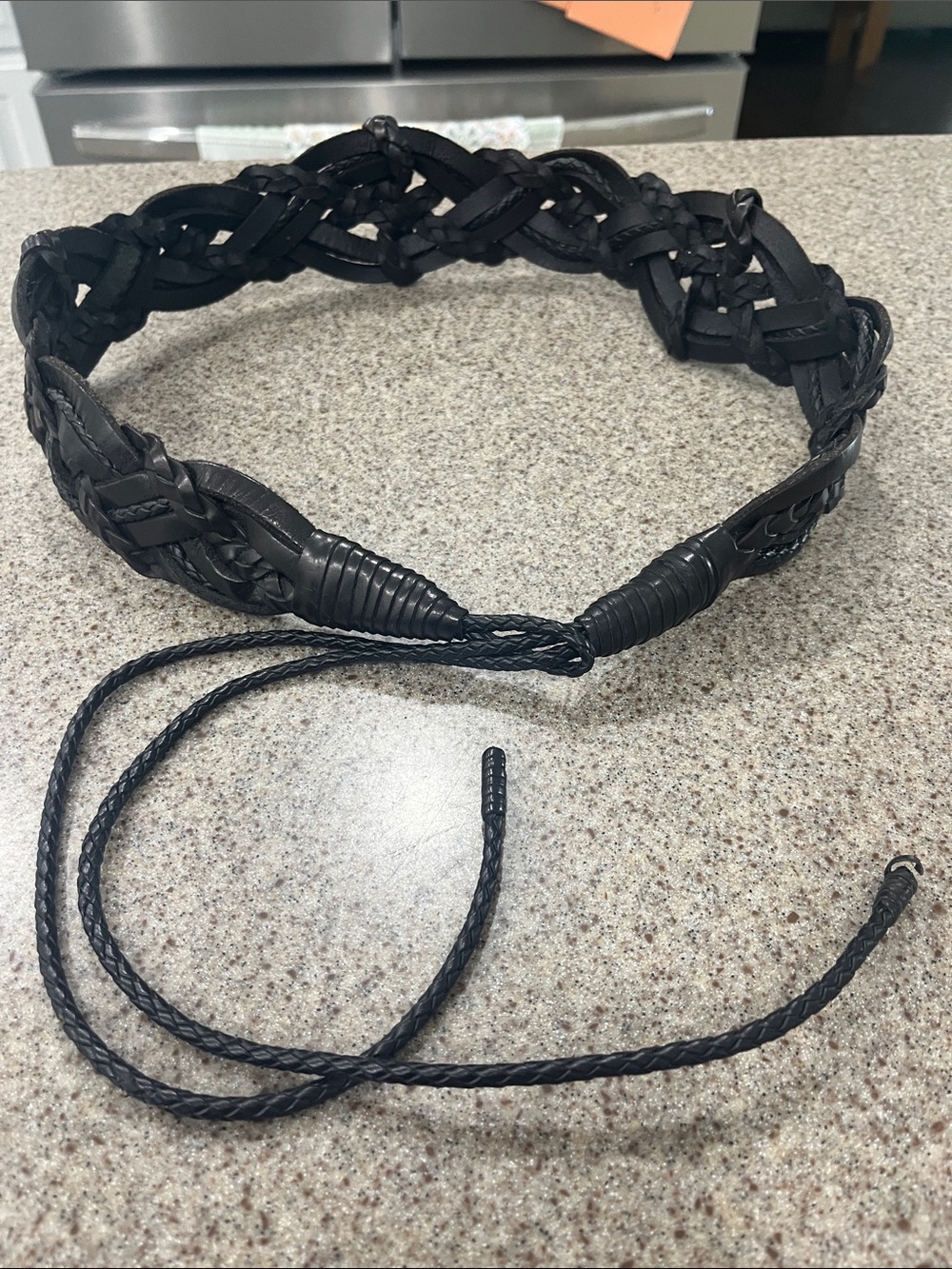 Braided Black Women's Waist Belt - Adjustable Leather-Style 31” Fashion